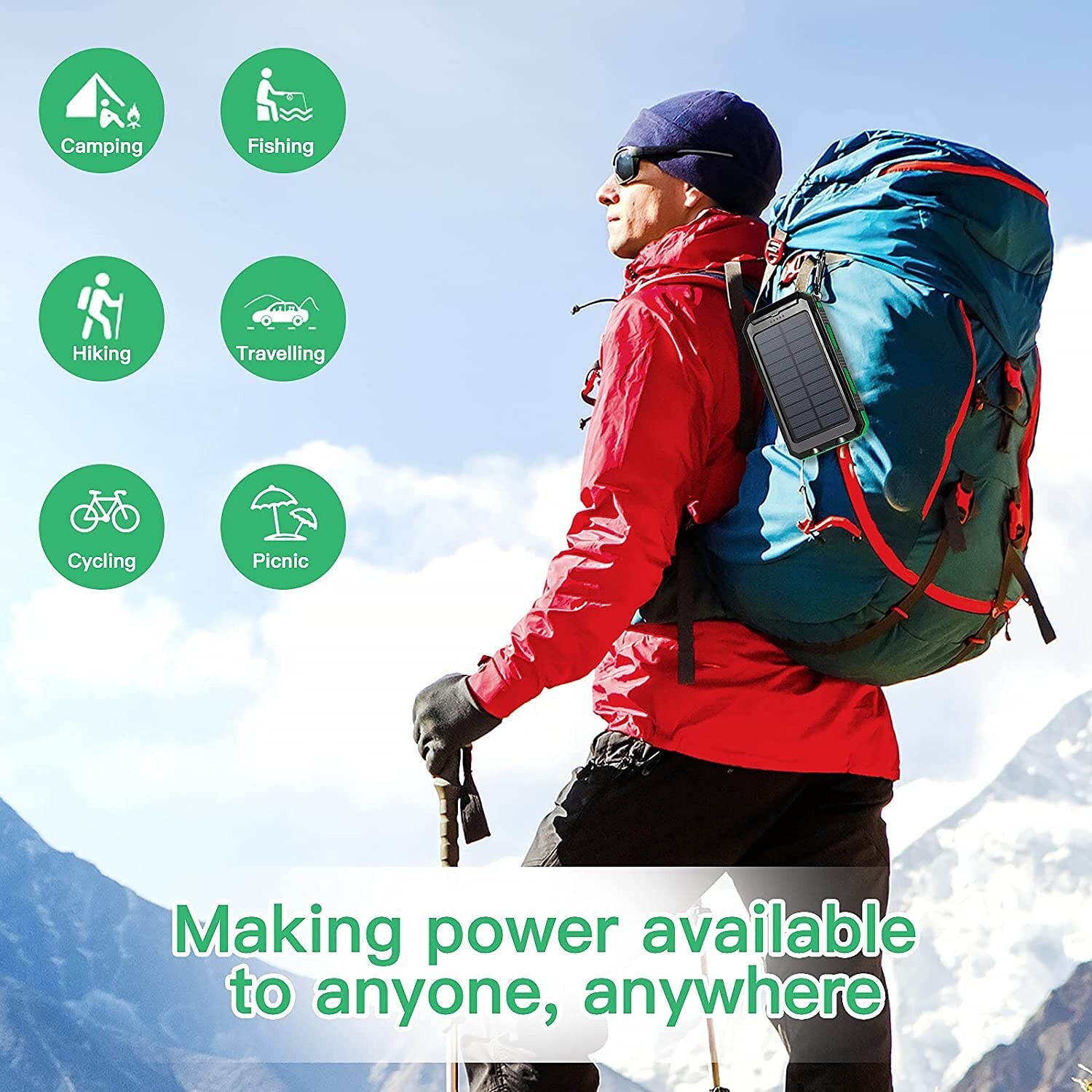 20000MAH Portable Solar Power Bank LCD LED 2 USB Battery Charger For Cell Phone