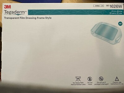 3M 1626W Tegaderm Transparent Film Dressing 4'' X 4 3/4'' - Box of 50