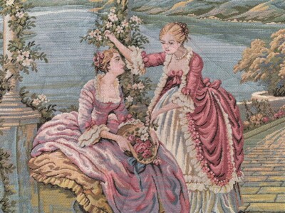 Vintage French Tapestry Medeival Pictorial Stunning Home