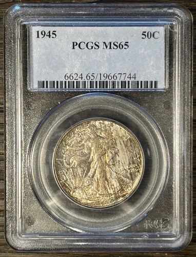 1945 Walking Liberty Silver Half Dollar PCGS MS-65 Toned 50c Silver Coin