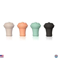 Wine Saver Vacuum Stoppers Set of 4 - Airtight Seal Preserves Freshness 10 Days