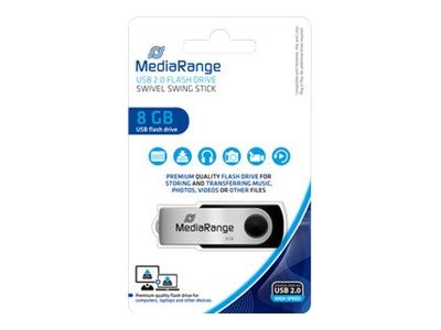 MEDIARANGE MR908 8GB USB Type-A / Micro-USB 2.0 13MB/s Swivel Black Silver