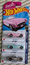 HOT WHEELS SCREEN TIME SERIES BARBIE 1956 CORVETTE Lot of 3 Colors