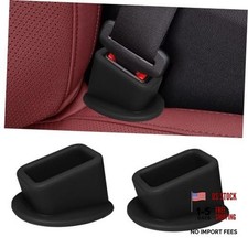 2PCS Seat Belt Buckle Holder, Silicone Car Rear Seatbelt Buckle Booster BLACK
