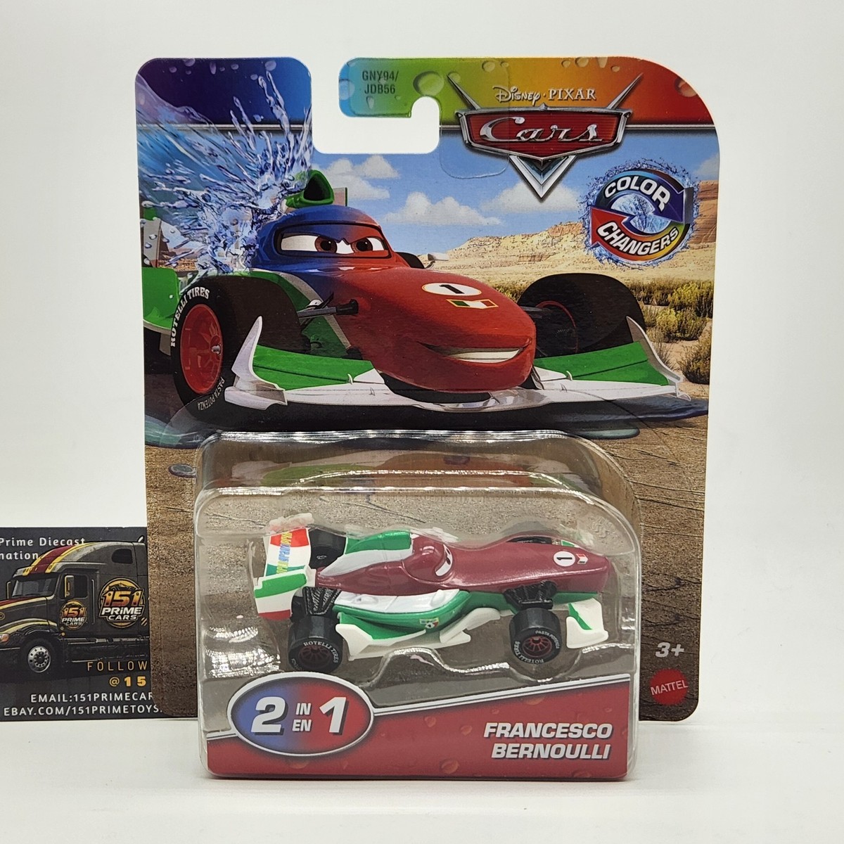 Disney Pixar Cars Color Changers Francesco Bernoulli Blue to Red