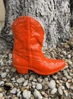 Vtg Frankoma Pottery Cowboy Boot #133 Wall Pocket Western Vase 7" Orange