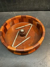 Vintage 1940's California Redwood Nut Cracker Bowl 10.5 In With Nut Crackers