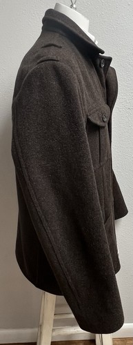Banana Republic Jacket Mens L Overcoat Chocolate Brown Wool Car Coat Casual EUC - Picture 3 of 12