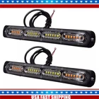 2PCS 12-24V Amber/White Led Emergency Strobe Lights Bar For Truck Vehicle ATVs