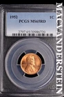 1952 Lincoln Wheat Cent-PCGS MS 65 RD Choice Gem BU No Reserve #SLL258