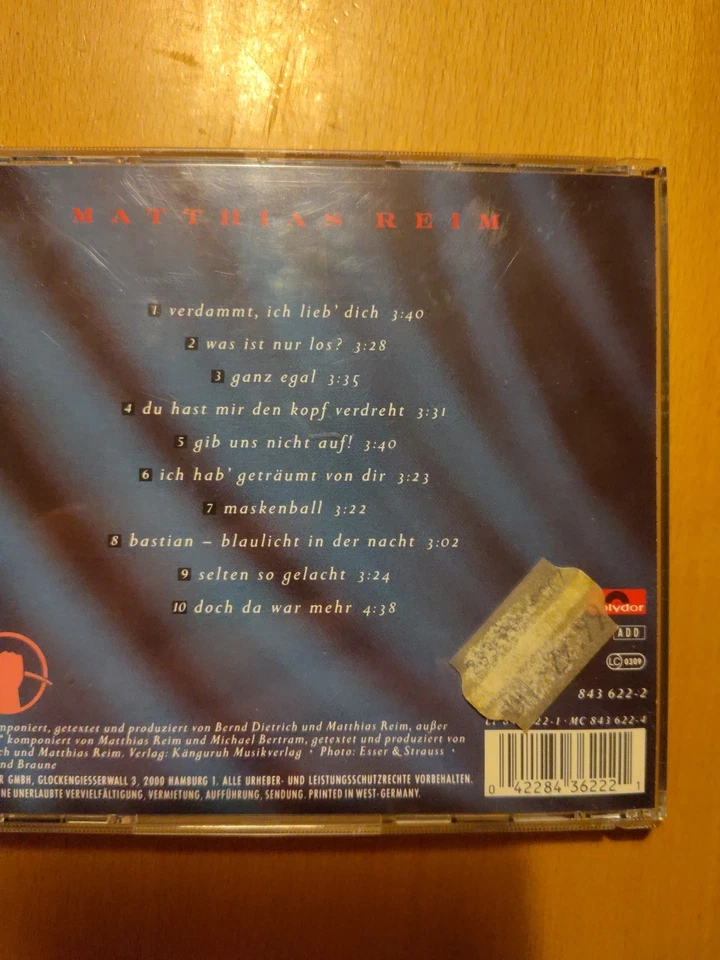 Matthias Reim"Reim"!!! CD von 1990 !!! - Bild 3 von 4