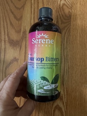 Serene Herbs Soursop Bitters Liquid Vegan GMP Made in USA Gut Health 16 fl oz