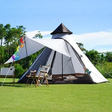 Lightweight Double Layers Camping Indian Tipi Tent Yurt Teepee Tent for 4Persons