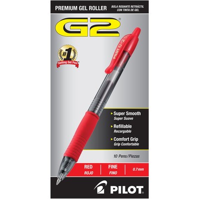 G2 Premium Gel Ink Pens Fine Point 0.7mm Red 10 Count
