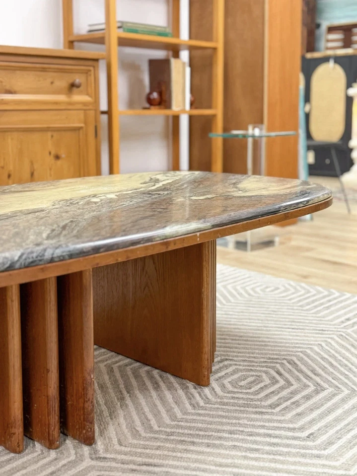 Mesa de centro Bendixen de teca y mármol Foto 3 de 4