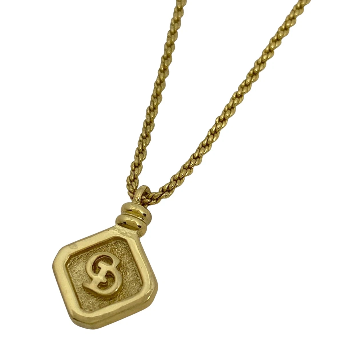 Collana Christian Dior Logo CD Quadrata Collana Placcata Oro Donna