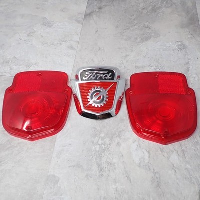 Ford Tail Light Assembly Lenses Left Right Rear Red Chrome Emblem SAE STIA 88