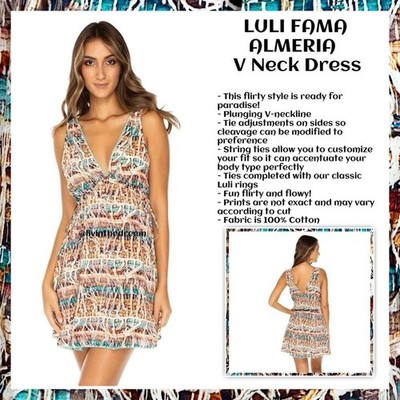 LULI FAMA ALMERIA V Neck Short Dress $140.00