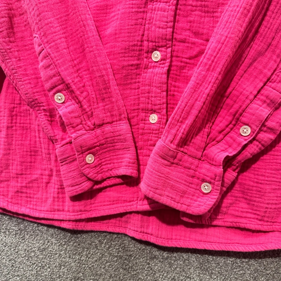 Blusa Top J Crew Gasa Algodón Abotonada Mujer M Rosa Ligera Transpirable Foto 3 de 4