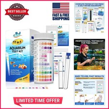 Ultimate 11-in-1 Fish Tank Water Testing Kit with 150 Strips  Thermometer