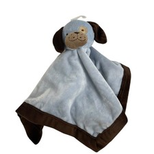 Tiddliwinks Security Blanket Blue Dog Lovey Lovie Baby Blue Brown 13" Square