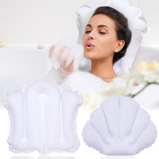 2 Pcs Inflatable Bath Pillow with Suction Cup Terry Cloth Covered Bath Pillow Sh