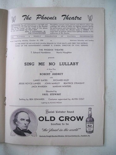 SING ME NO NINNA NANNA Playbill RICHARD KILEY / LARRY GATES Flop New York 1954 - Foto 2 di 2