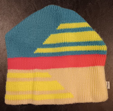 Vintage Smiley 70% Wool 30% Acrylic Ski Hat Beanie Stripe Made in USA
