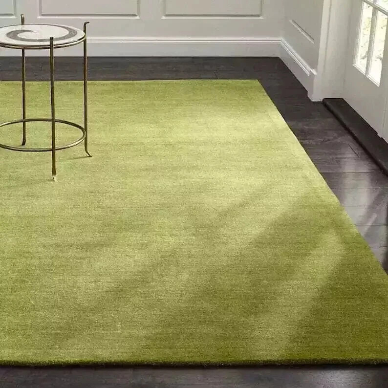 Hand Tufted Modern Moss Green Rug 100% Woolen Rug For Bedroom Living Room Carpet