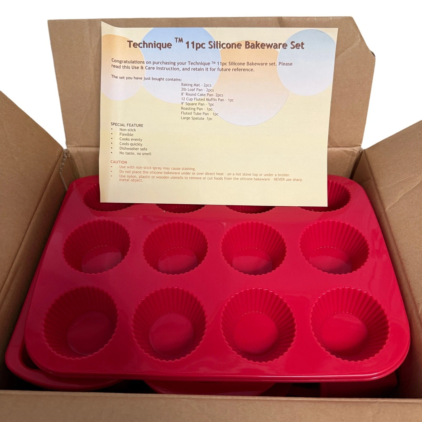 Technique 11 Piece Silicone Bakeware Set Red Brand New
Opens in a new window or tab
