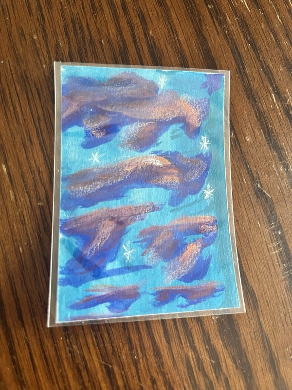 ACEO Original Sunset Clouds Landscape Art Sky Painting Art Card Miniature Art