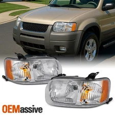 [OE Style] For 2001-2004 Ford Escape Chrome Bezel Headlight Lamp Assembly 02 03