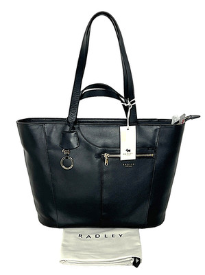 Radley Pockets Icon Medium bis Large Schultertasche Arbeitstasche schwarz Leder UVP 259