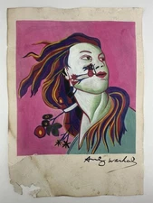 Andy Warhol COA Art Painting Original Drawing Vintage Paper Signed