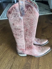 FM1101 by Lane Brown Leather Western Boots Womens Size 7.5 Pull on Cowboy $315