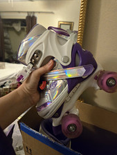 Rosyou Youth Adjustable Quad Roller Skates for Girls White Purple
