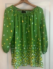 Bob Mackie Wearable Art Green Geometric Blouse