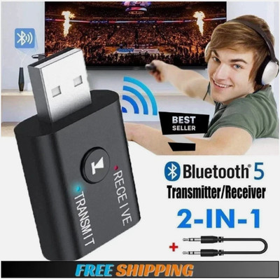 Bluetooth Adapter Sender und Empfänger für TV Auto PC Audio Transmitter 3,5mm