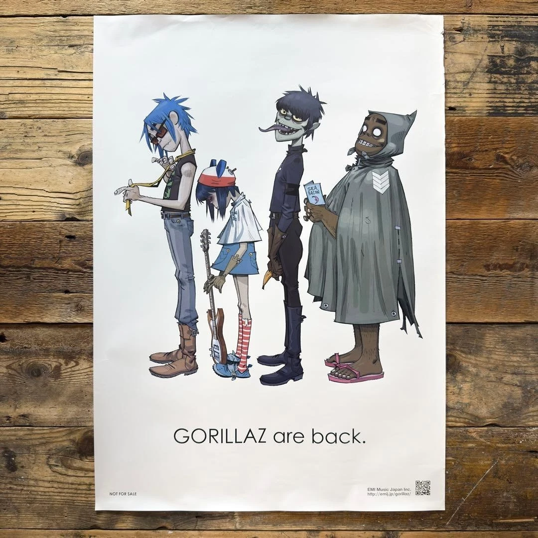 Gorillaz - ゴリラズ　ポスター2001年当時物 Gorillaz - 2001 original vinyl poster insert 12x12 record art