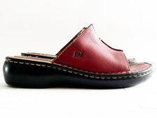 Born Clogs US 8 EU 39 Red Genuine Leather Upper Slip-on Wedge Casual Comfortable