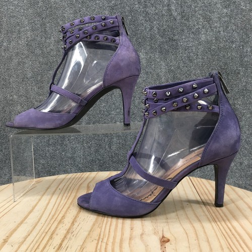 Jessica Simpson Heels Womens 8.5 M T Strap Studded Strappy Purple Zip Peep Toe - Picture 2 of 15