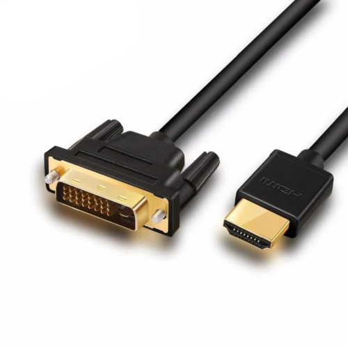 HDMI to DVI Cable 24+1 Pin Adaptor 4K Bi-Directional Male to HDMI Male Converter - Foto 1 di 21