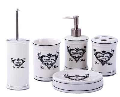 VINTAGE BADEZIMMER BADSET SEIFENSPENDER HALTER WC BÜRSTE HERZ | eBay