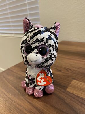 TY Flippables 6'' ZOEY the Zebra Beanie Boo Color Changing Sequin Plush Toy MWMTs