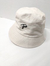 Bucket Hat Embroidered Letter P Beige Cotton Canvas Child Size