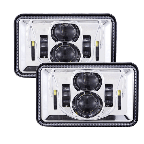 2pcs 4X6 Inch LED Headlights High-Low Beam Chrome High Power Bright Work Light - Picture 7 of 11