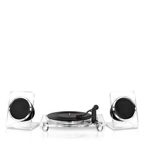 victrola acrylic clear turntable with bluetooth speakers