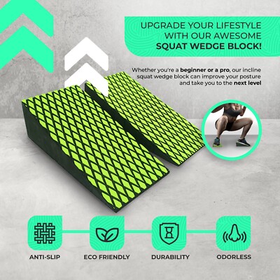 Squat Wedge Block for Heel Elevated Squat, Weightlifting Calf Stretcher, Yoga