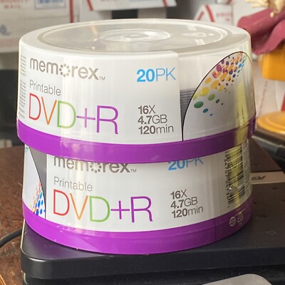Memorex DVD+R 16x 4.7GB 20 Pack Spindle Printable Brand New 2 Pkgs | eBay