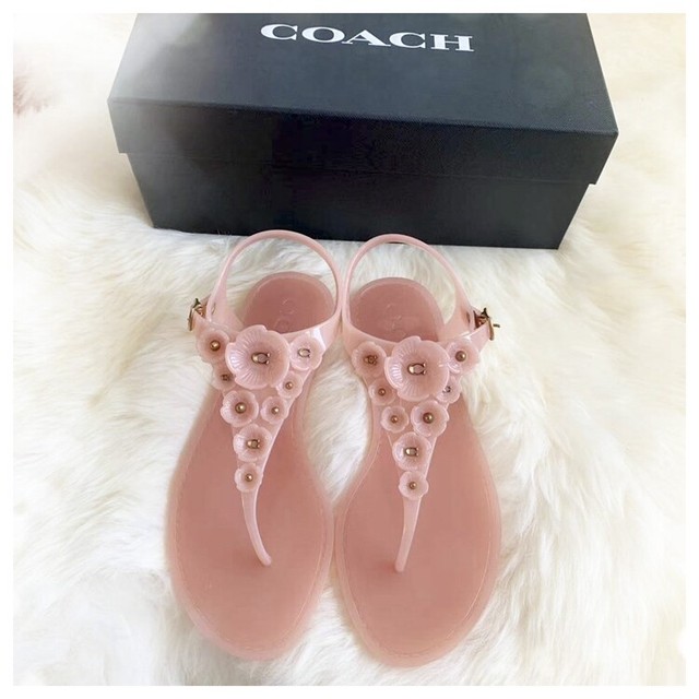 coach tea rose jelly sandals